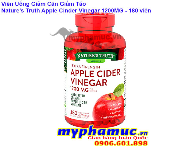 Viên Uống Giảm Cân Giấm Táo Nature's Truth Apple Cinder Vinegar 1200MG 180 viên