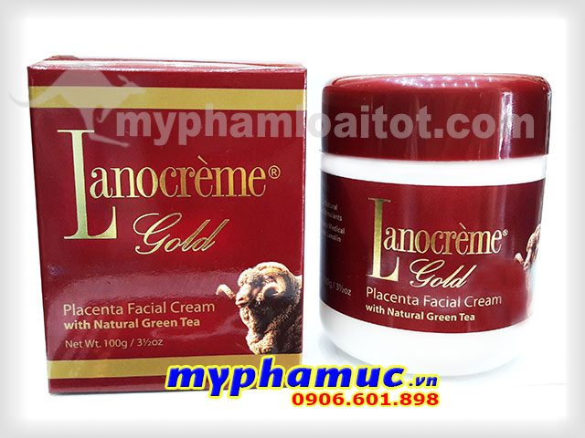 Kem nhau thai cừu Lanocrème Gold Placenta Facial Cream with Natural Green Tea 100g
