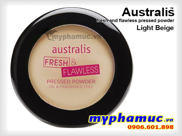 Phấn Phủ Tốt  Australis Fresh and Flawless Pressed Powder Light Beige